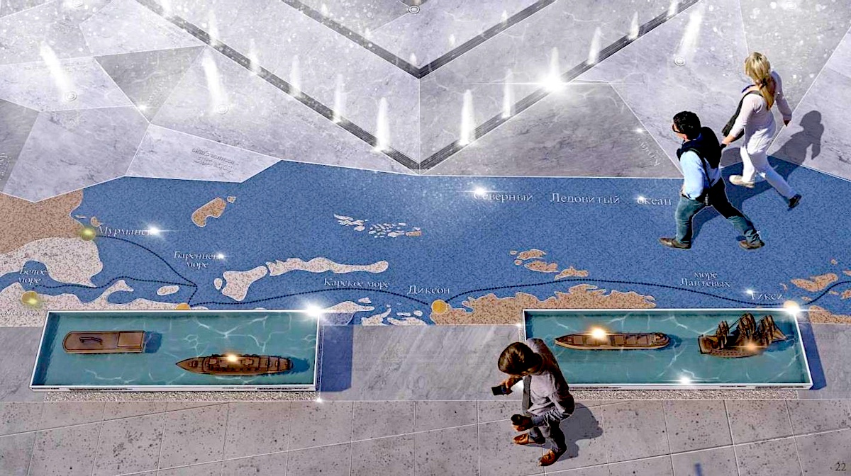  Маршрут Северного морского пути можно будет изучать по мозаике нового сухого фонтана в Архангельске