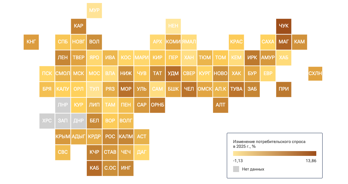 НАО и Мурманская область – антилидеры рейтинга регионов РФ по уровню потребительского спроса, а впереди всей страны – Чукотка