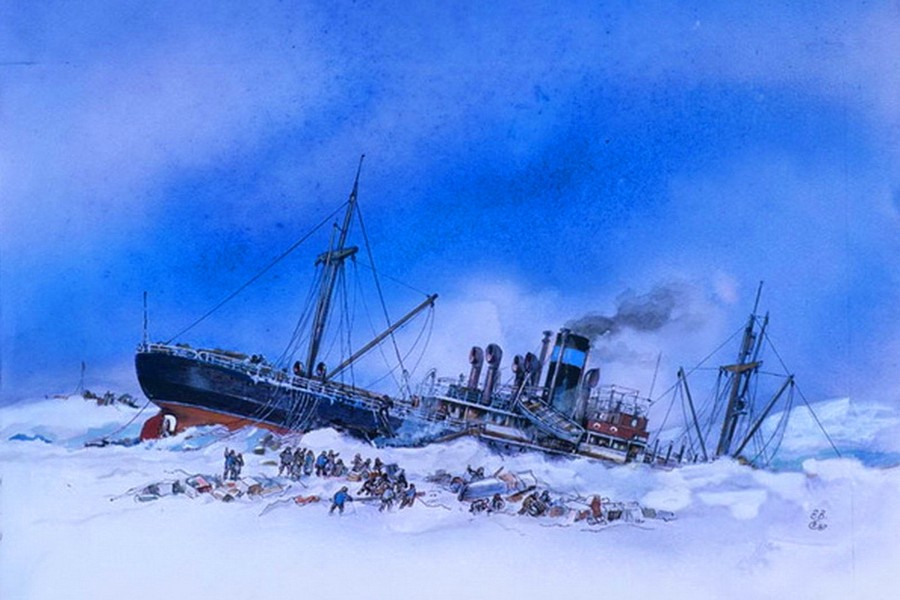 23 сентября 1933 года «Челюскин» был полностью заблокирован льдами