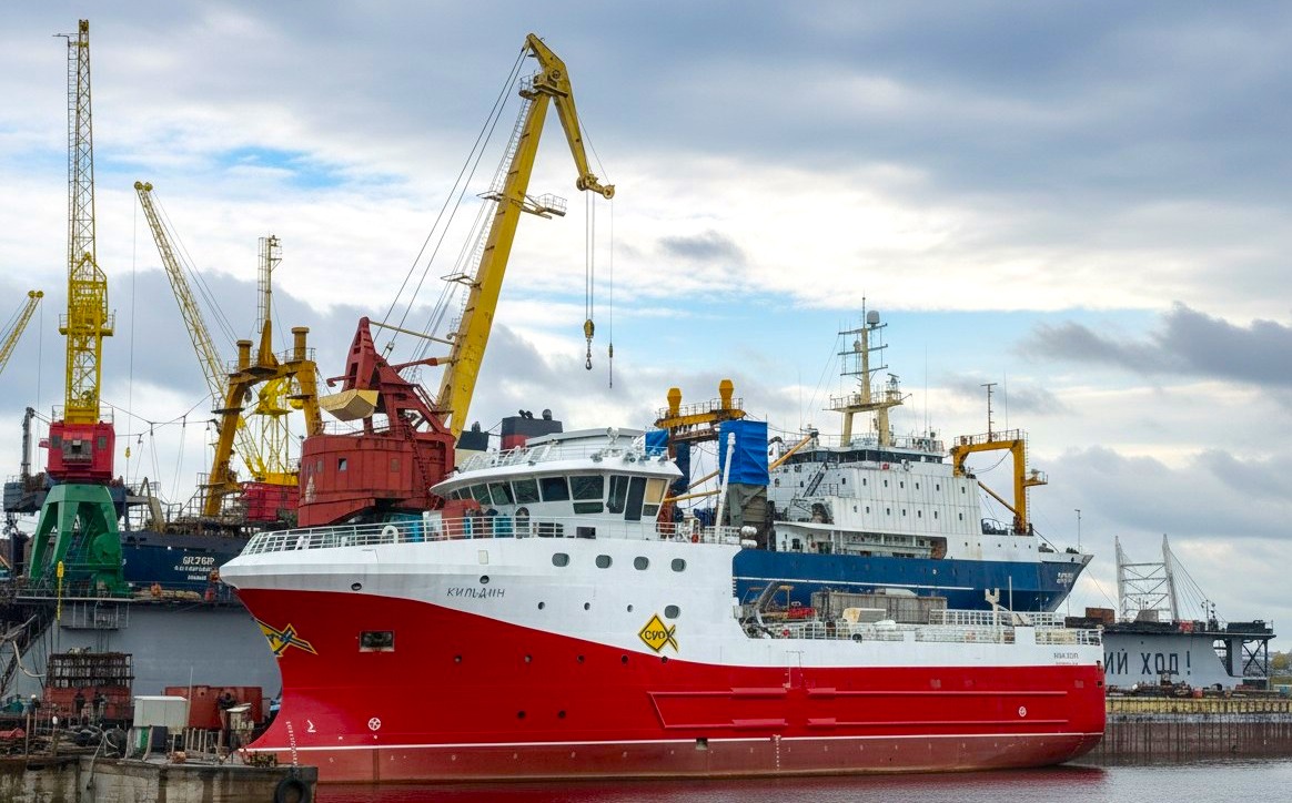 Краболов‑процессор «Кильдин» проекта КСП01, предназначенный для добычи краба, в том числе и в Арктике, вышел на ходовые испытания