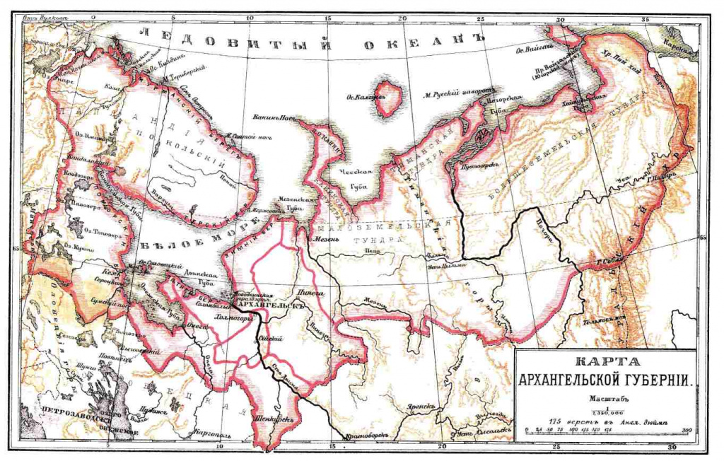 Карта Архангельской губернии