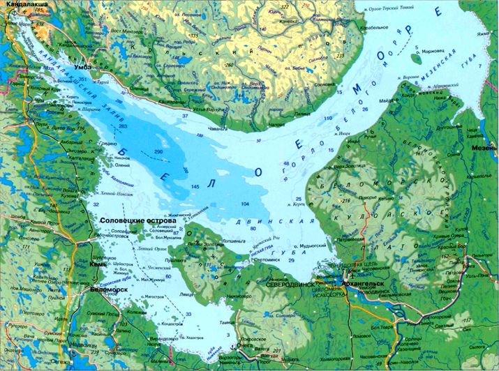 Современная карта Белого моря