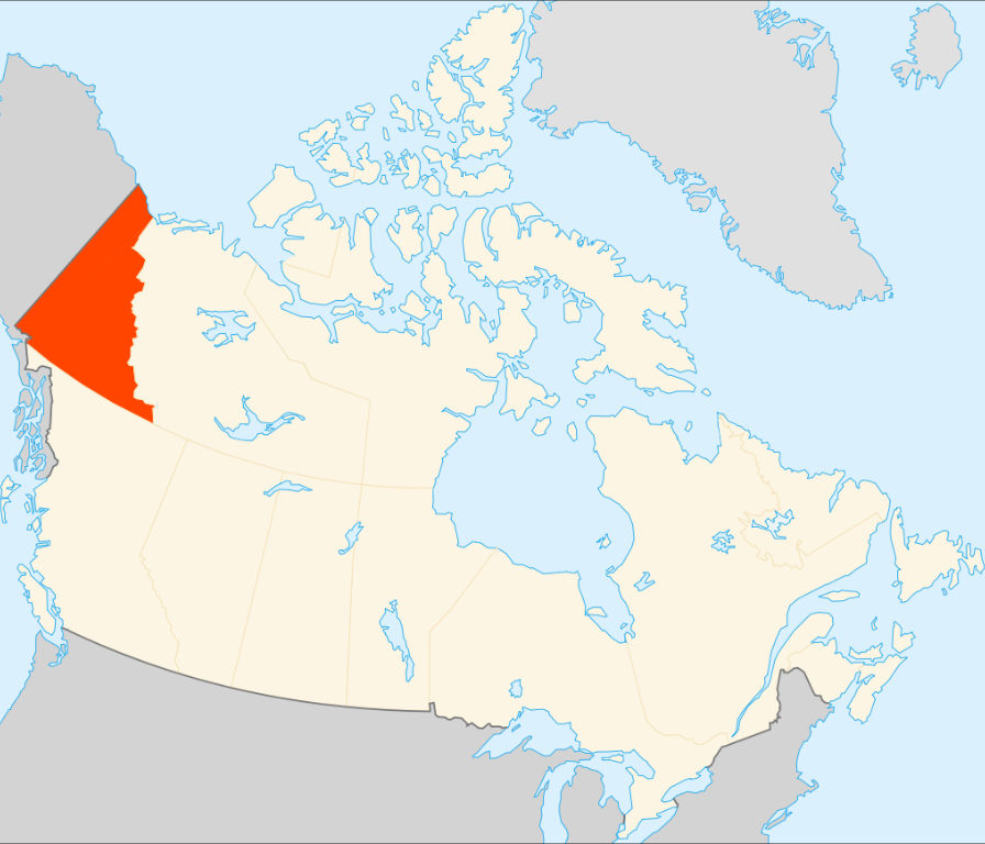 Провинция Юкон на карте Канады