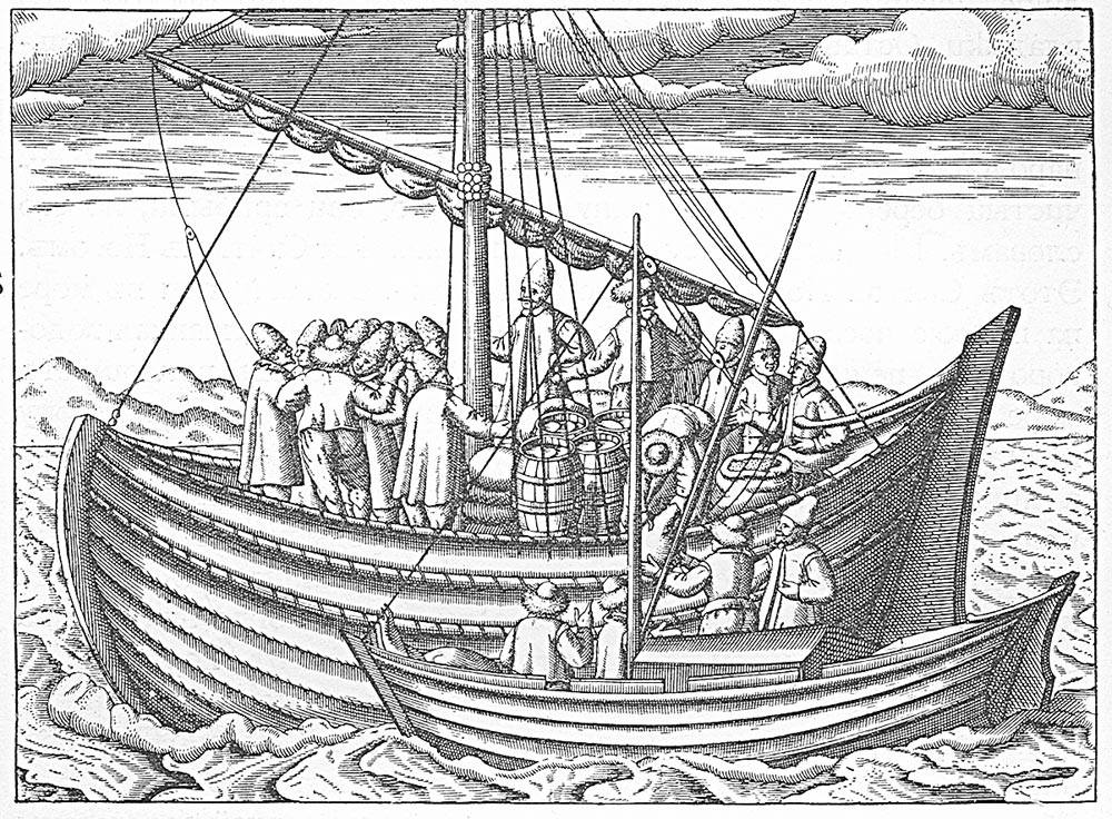Русские в Ледовитом океане. Гравюра 1598 года